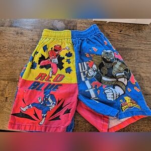 Power Ranger Swim Trunks Red and Blue Action Design